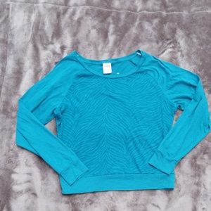 NEW PINK VICTORIA'S SECRET ZEBRA PRINT LONG SLEEVE TOP TEAL LADIES MEDIUM